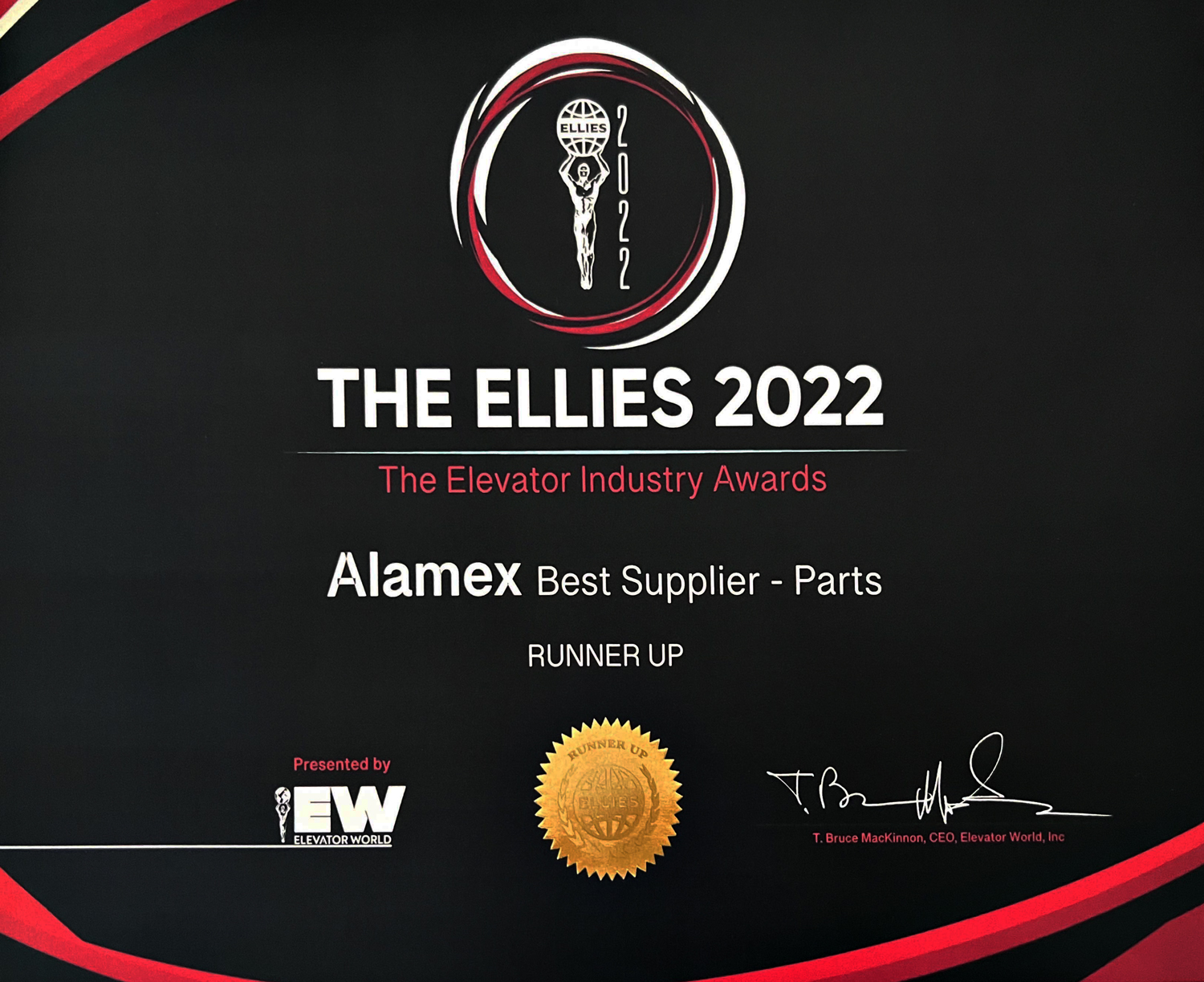 The Ellies 2021 winner - Best supplier: parts